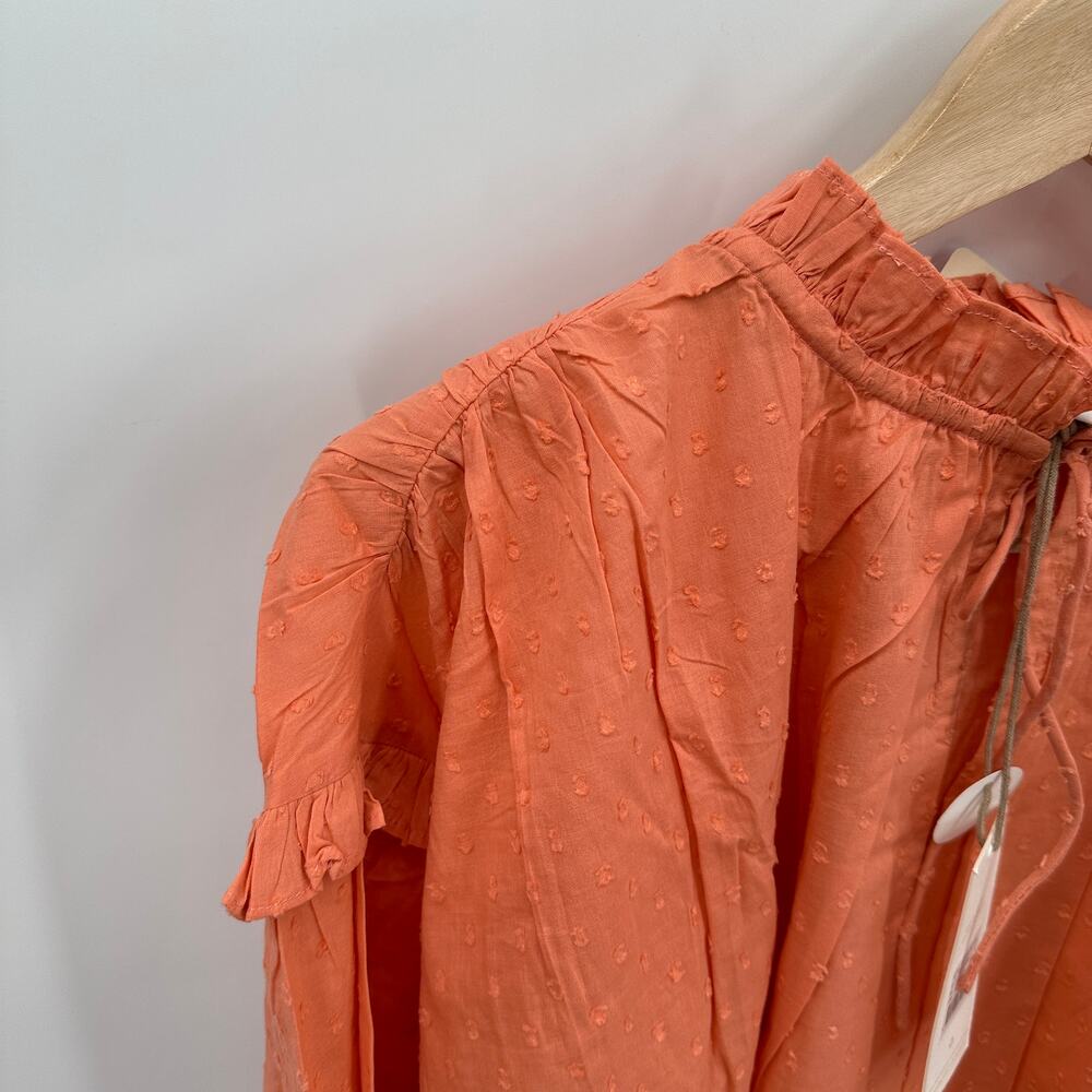 CLEOBELLA NWT Evereve Phoenix Puff Long Sleeve Organic Cotton Blouse Coral // M - Picture 7 of 16